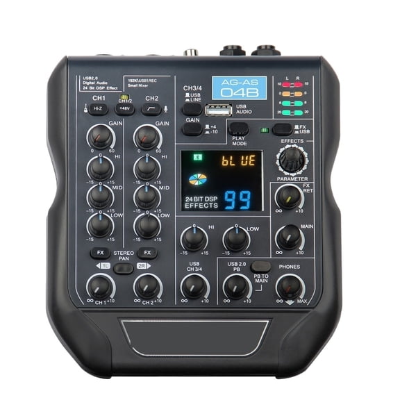 24Bit 192KHz Live Mixer 99 DSP Effects Mini Mixing Console Bluetooth with USB