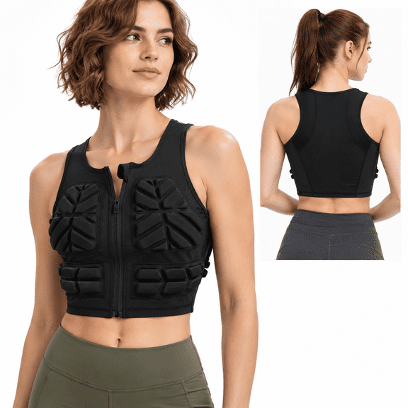 24Black X-Large Women Chest Rib Protector Vest for Baseball Softball Football Rugby Sports