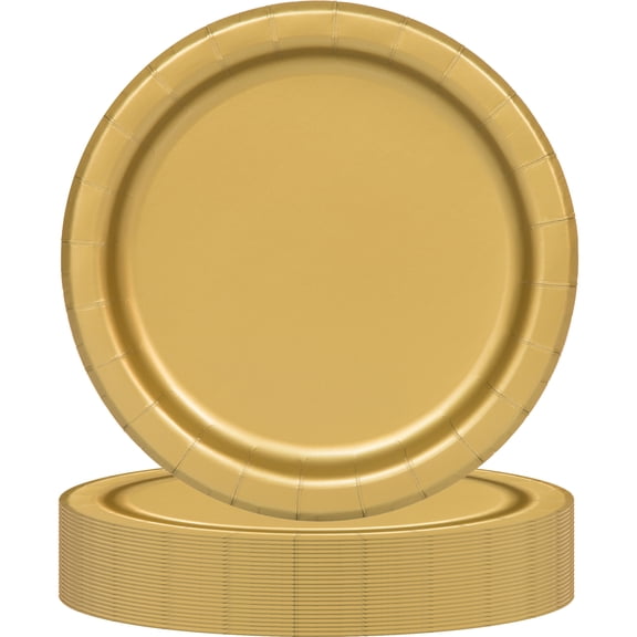 24CT 7IN Gold Dessert Paper Plates by Way To Celebrate