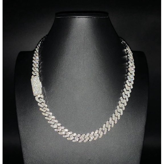 24CT DEF-VVS Moissanite Cuban Link Chain 10mm 22" 128G - Luxury