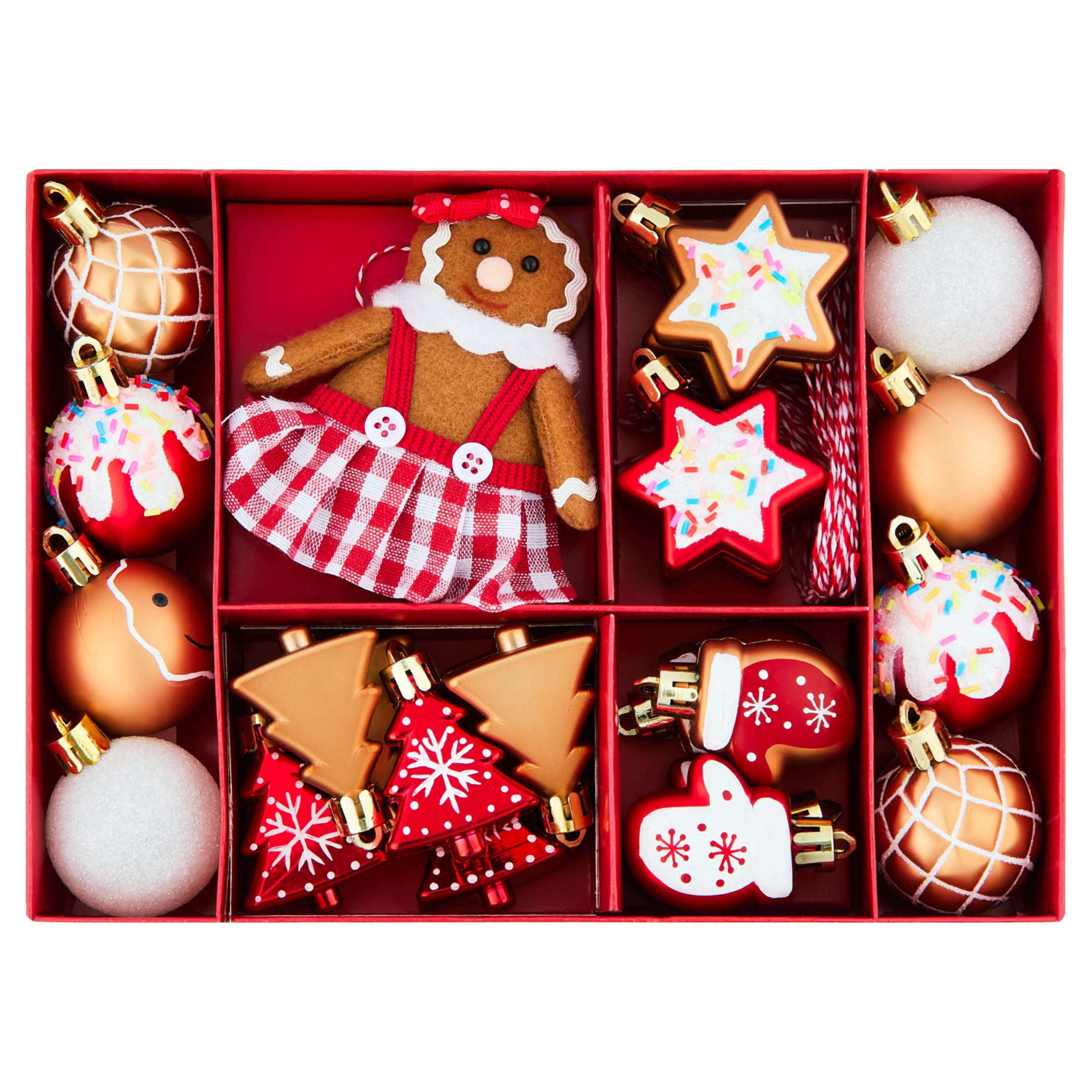 24-Count Red and White Gingerbread Mini Christmas Ornaments, by Holiday Time