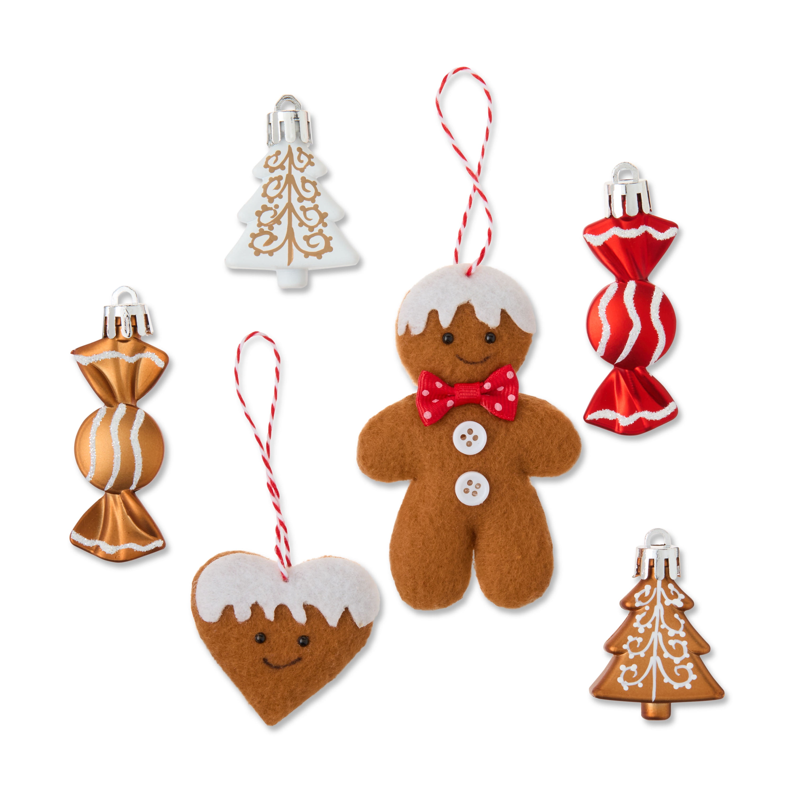 Brown and White Mini Gingerbread Christmas Ornaments, 24 Count, by Holiday Time