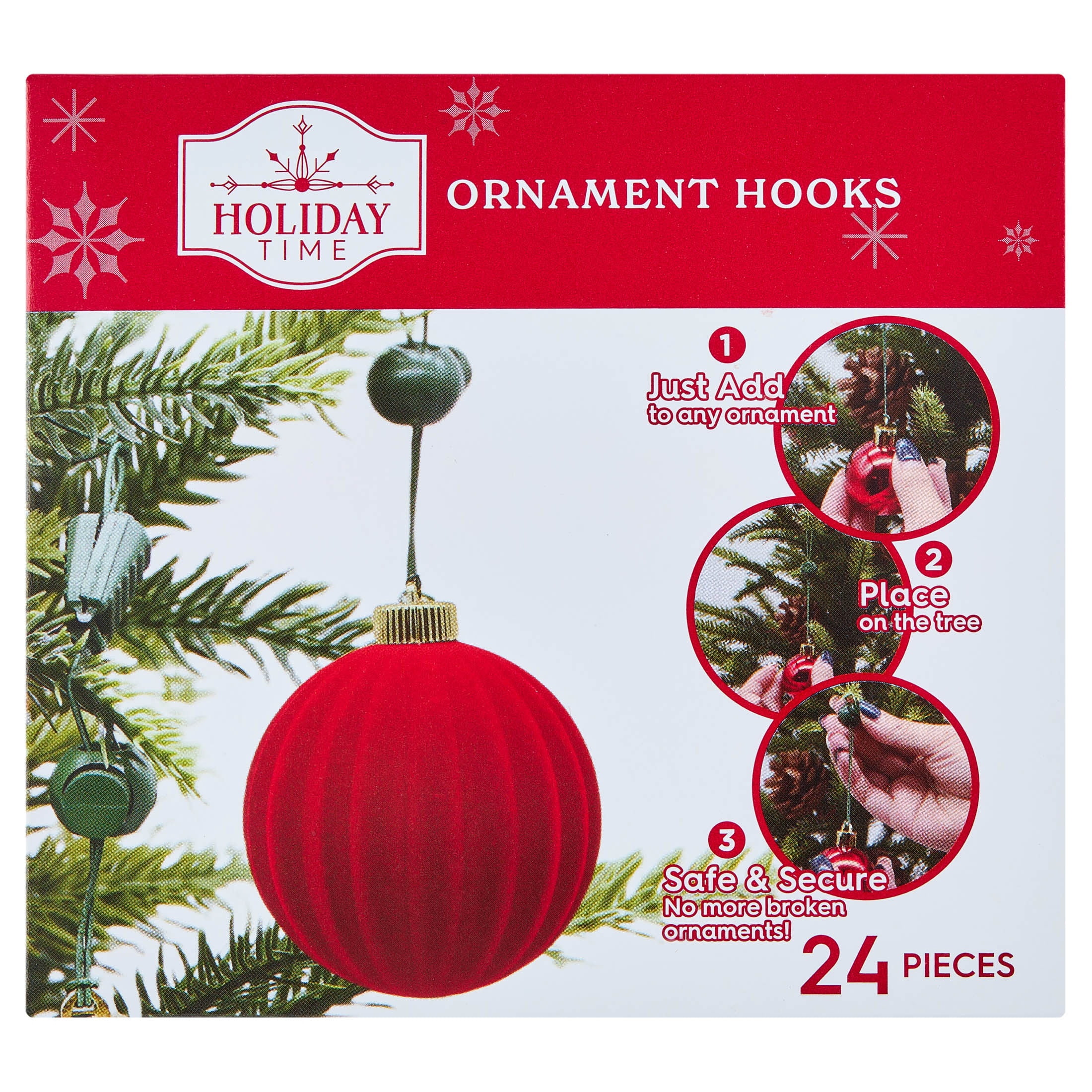 Green Cinching Christmas Ornament Hooks, 3.5", 24 Count, by Holiday Time