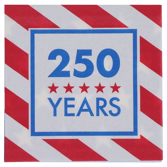 Way to Celebrate Patriotic Lunch Napkins, 6.5" x 6.5", Red, White & Blue, 24 Count