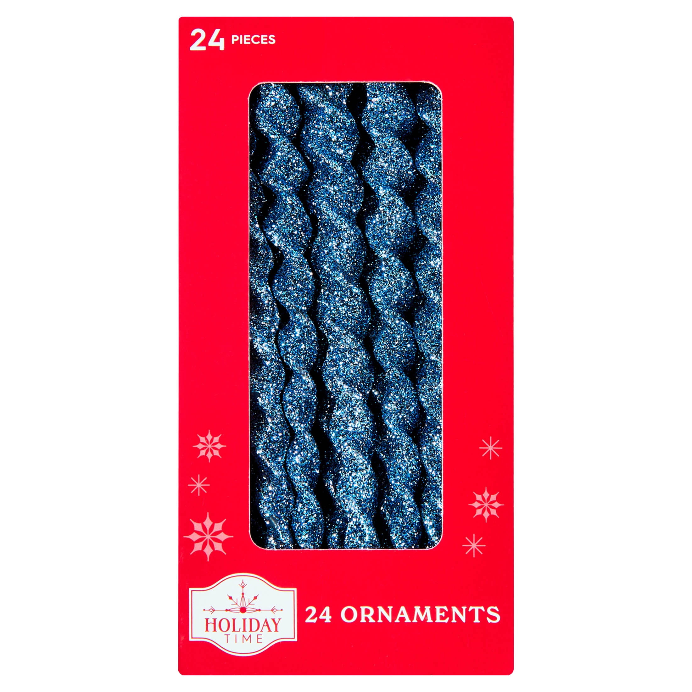 24-Count Blue Glitter Icicle Christmas Ornaments, 5.3", by Holiday Time