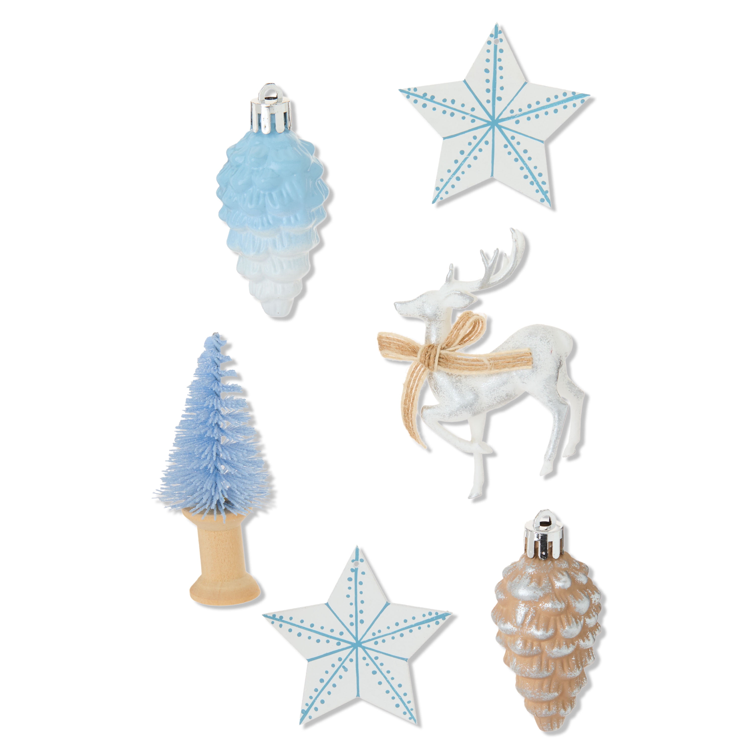 Blue and White Mini Christmas Ornaments, 24 Count, by Holiday Time