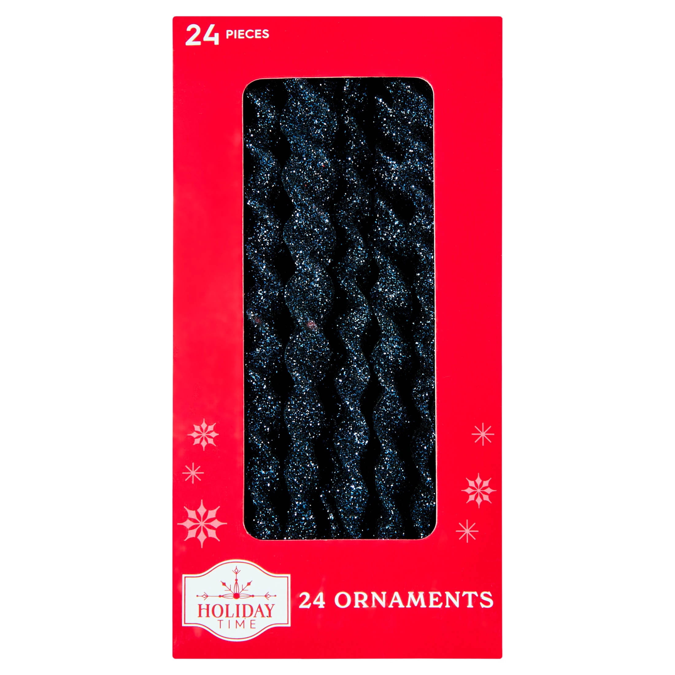 24-Count Navy Blue Glitter Icicle Christmas Ornaments, 5.3", by Holiday Time