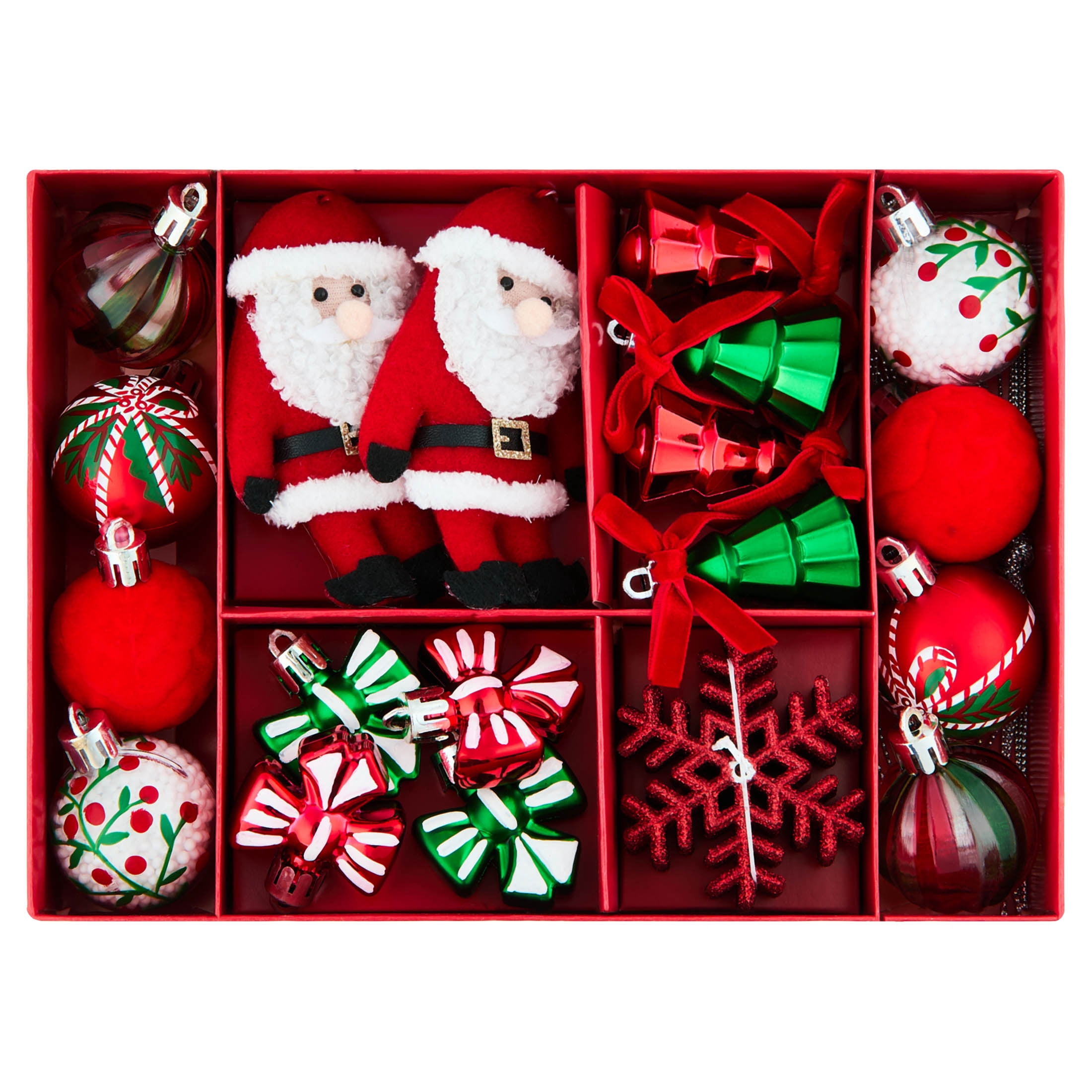 24-Count Red/Green/White Mini Christmas Ornaments, by Holiday Time