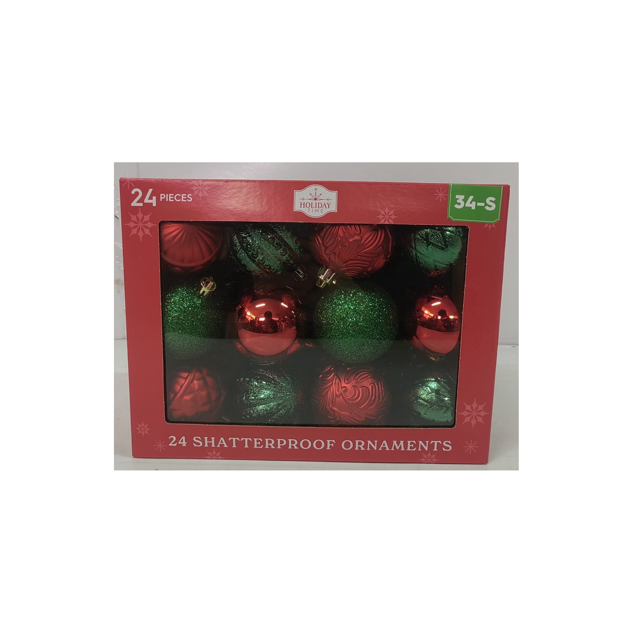 24-Count Red and Green Ball Shatterproof Christmas Ornaments, 2.4", by Holiday Time
