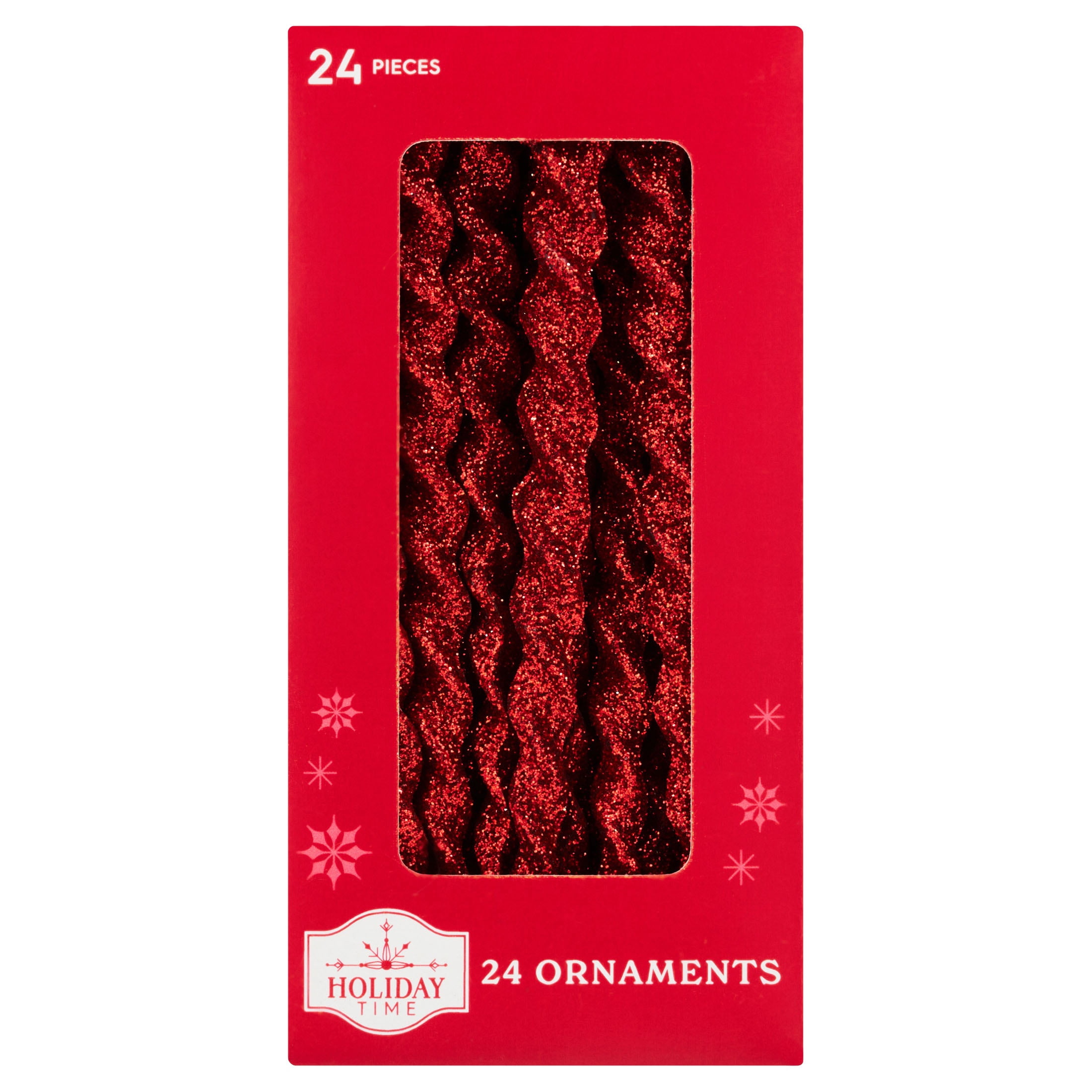 24-Count Red Glitter Icicle Christmas Ornaments, 5.3", by Holiday Time