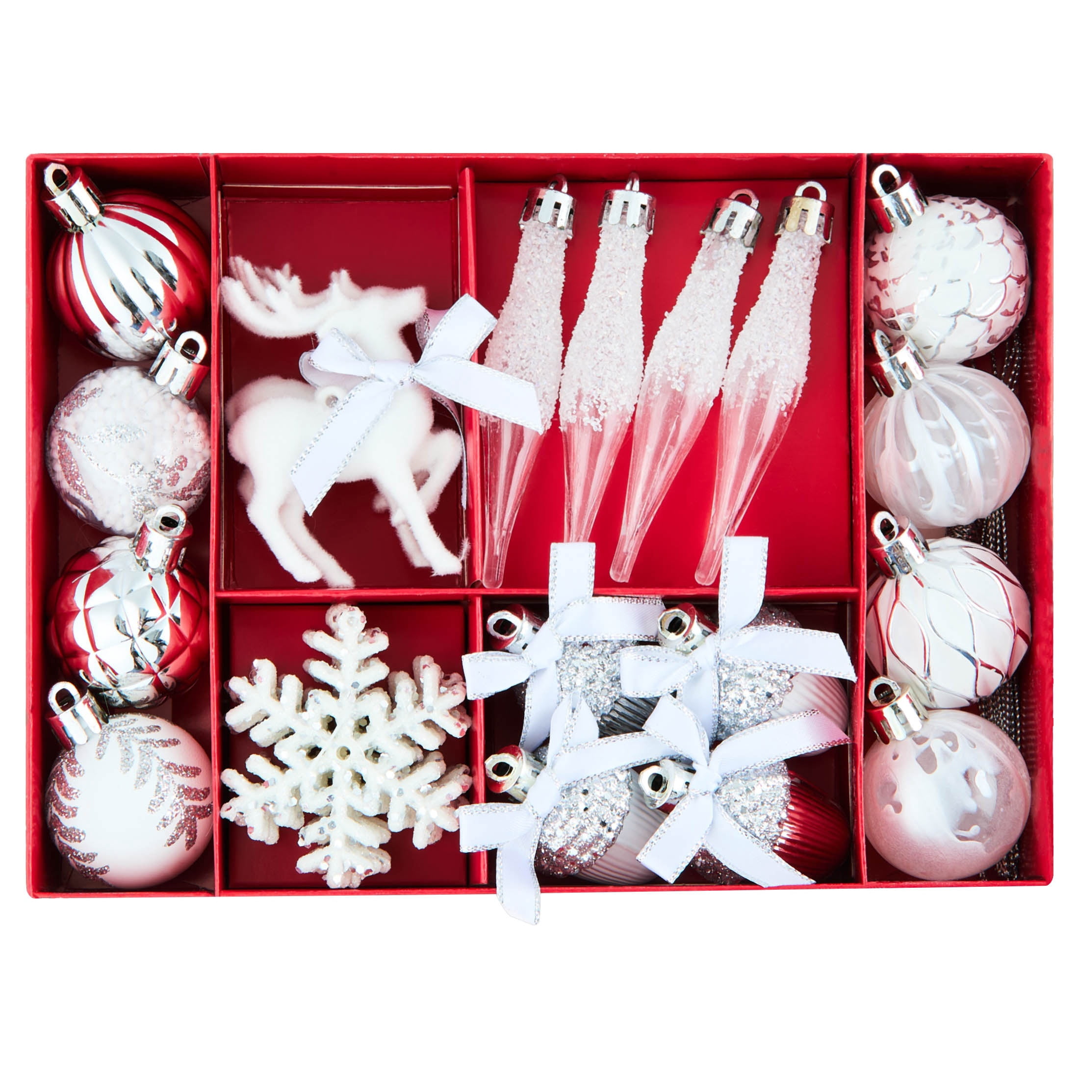 24-Count White and Silver Mini Christmas Ornaments, by Holiday Time