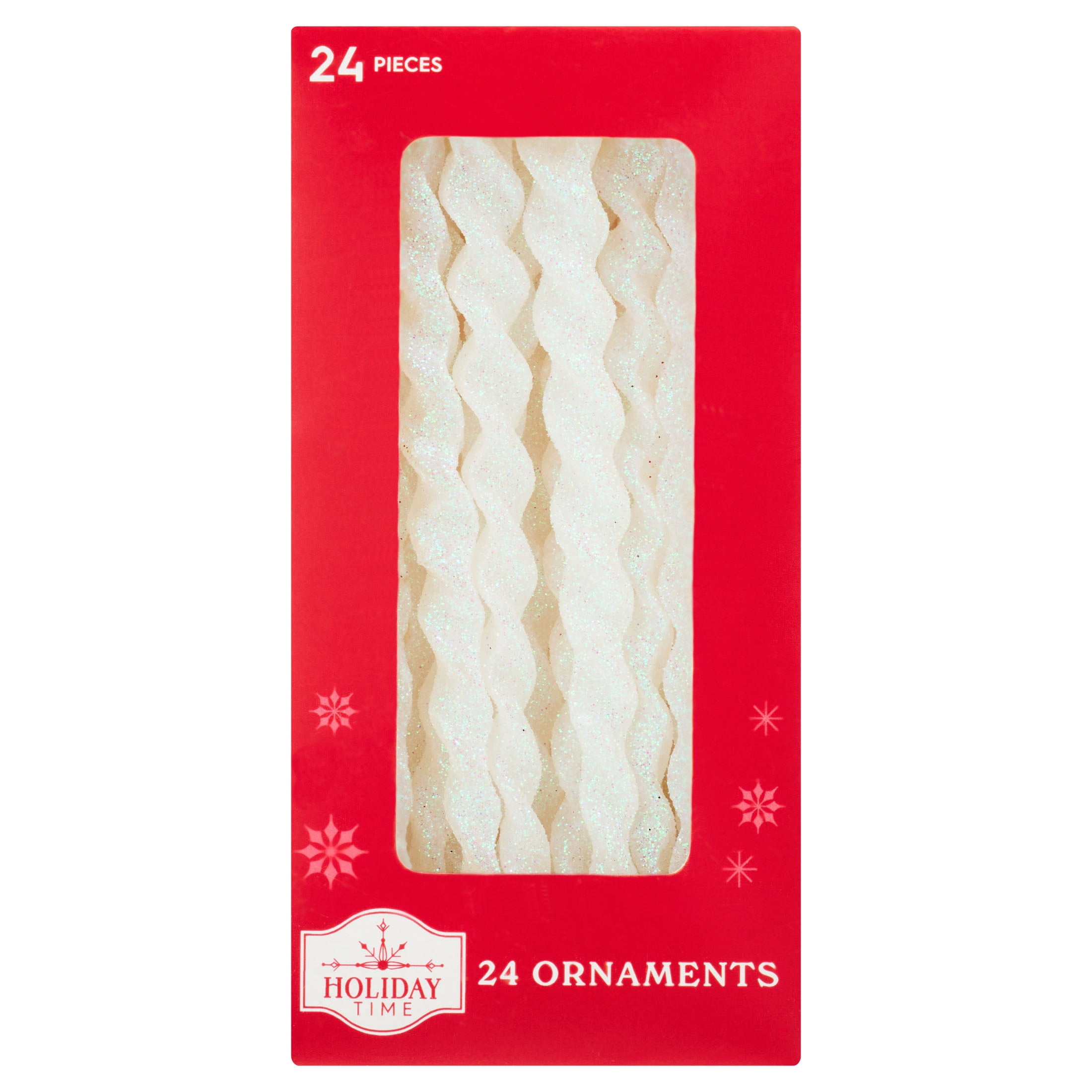 24-Count White Glitter Icicle Christmas Ornaments, 5.3", by Holiday Time