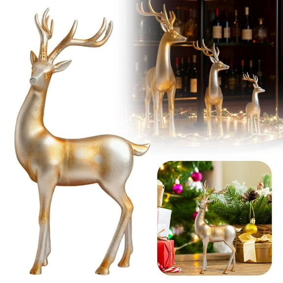 24Cm Golden Deer Ornament/ Golden Standing Elegant Style Reindeer Statue