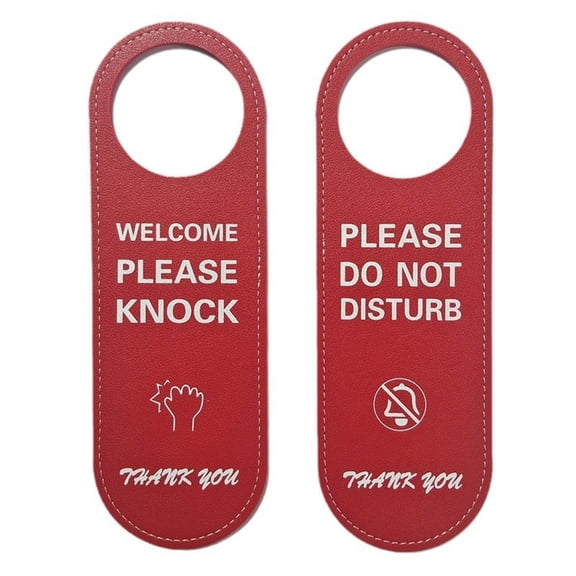 24Cm Leather Do Not Disturb Sign Office Door Sign English Version Door Sign Red Smile Home