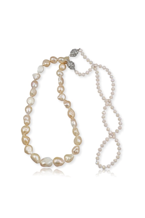 24F116 - Luna Dual Convertible Pearl & Crystal Necklace