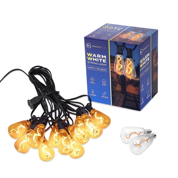 Brightlux 24 ft. 12 Light Warm White ST38 Spiral String Light