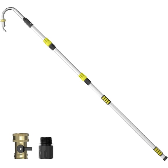 24FT Reach Gutter Cleaning Tools from Ground, Telescopic Rain Gutter Cleaners Tool with Quick Connect Adapter and Heavy Duty Wand for 2nd Story House$$Garden & Patio