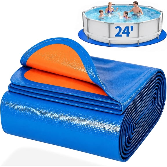 24FT Round Pool Liner Pad for Above Ground Pools, 180 GSM Heavy-Duty Puncture Resistant Under Mat, Underlayment Outdoor Tarp Protector for Lawn Concrete, Pool Floor Base Pad, Extends Liner Life