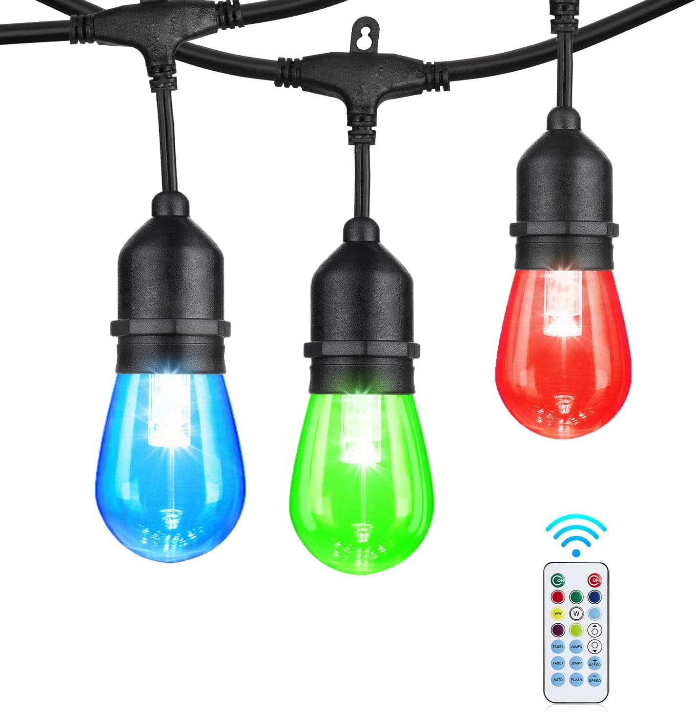 24FT Solar Outdoor String Lights, 12 Shatterproof Edison LED Bulbs ...
