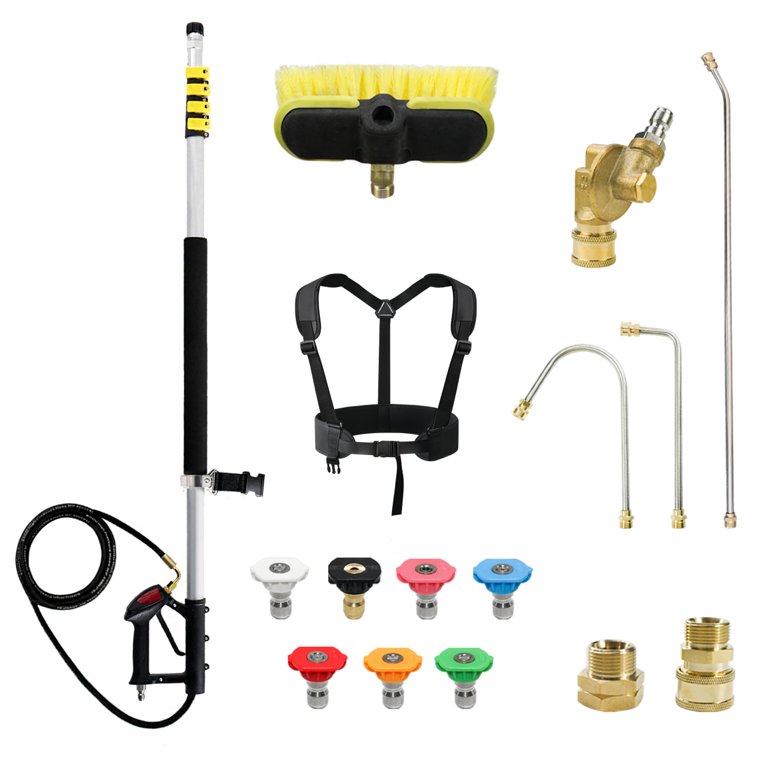 24FT Telescoping Pressure Washer Extension Wand with Brush Head, 2 