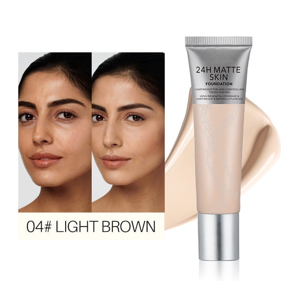 24H Matte Skin Foundation, Longlasting Full Coverage Matte Finish Face ...