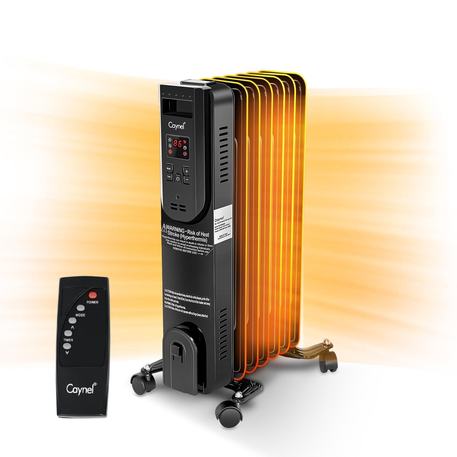24H Timer Space Oil Filled Radiator Heater w/ Adjustable Thermostat 3 ...