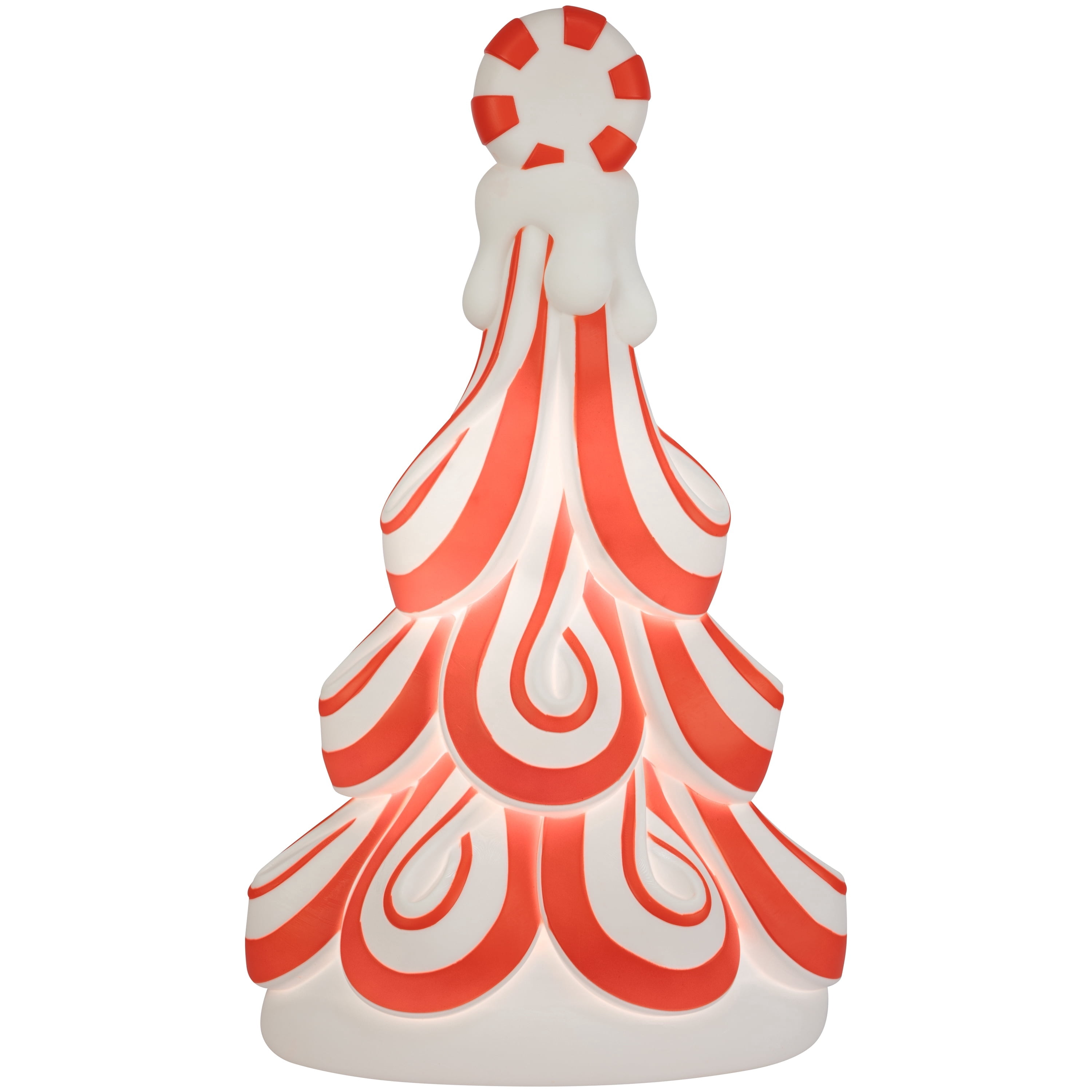 Lighted Blow Mold Peppermint Tree Indoor/Outdoor Christmas Decoration, Red and White, 24", by Holiday Time