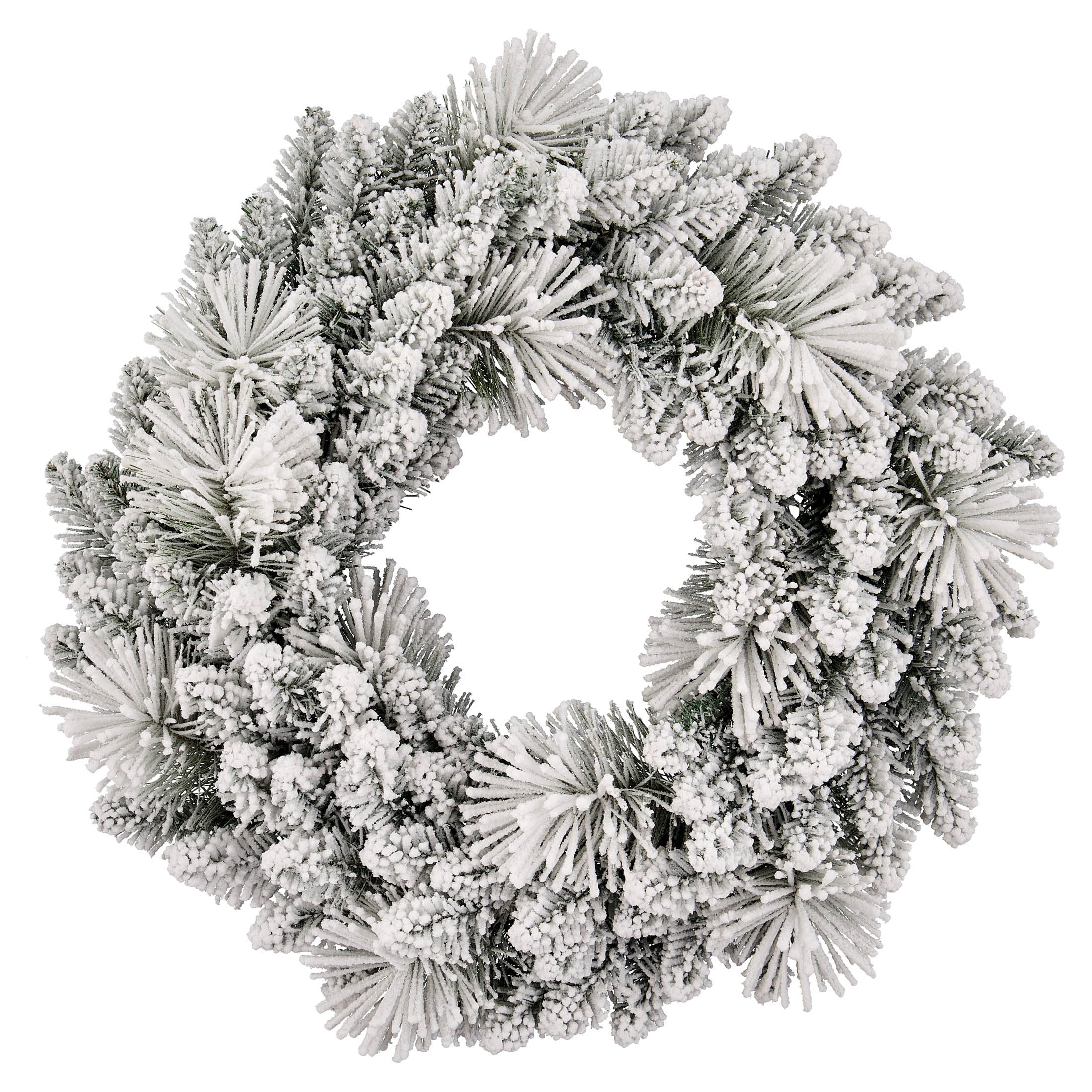 Snow-Flocked Evergreen Artificial Christmas Wreath, Green and White, 24", by Holiday Time