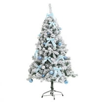 24IN Flocked Cedar Christmas Tree INS Style Mini Tree Set for Tabletop Holiday Decoration Elegant Snow Effect Decor for Home Office or Party Display