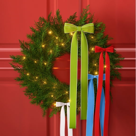 Greenery Christmas Wreath with Bows, Multicolor, 24", by Holiday Time