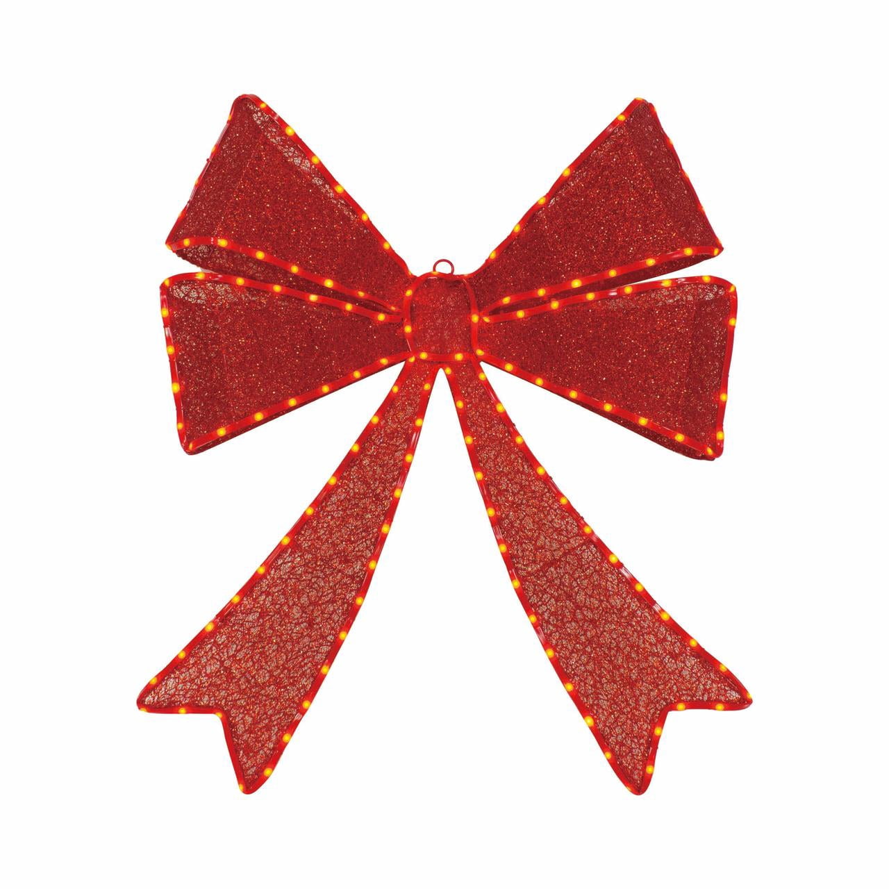 Indoor/Outdoor Light-Up Twinkle Bow Christmas Decoration with 117 LED Lights, Red, 24", by Holiday Time