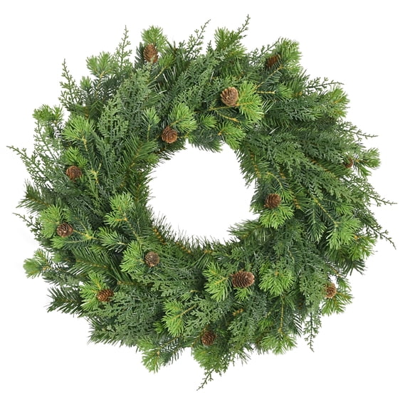 Sonoma Cypress with Pinecones Artificial Christmas Wreath, Green, 24", by Holiday Time