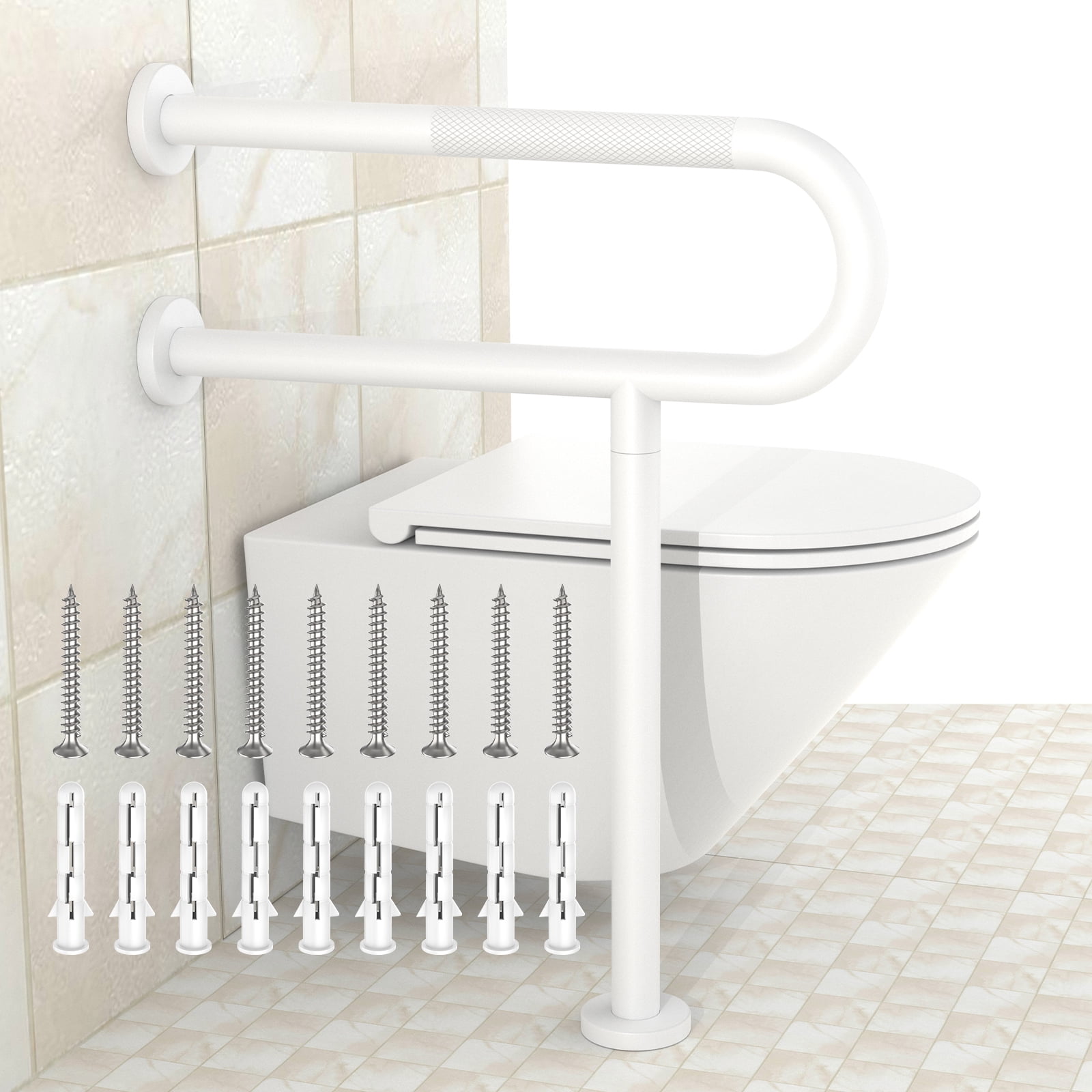 24IN Toilet Safety Rail, White Bathroom Safety Frame for Elderly, ZUEXT