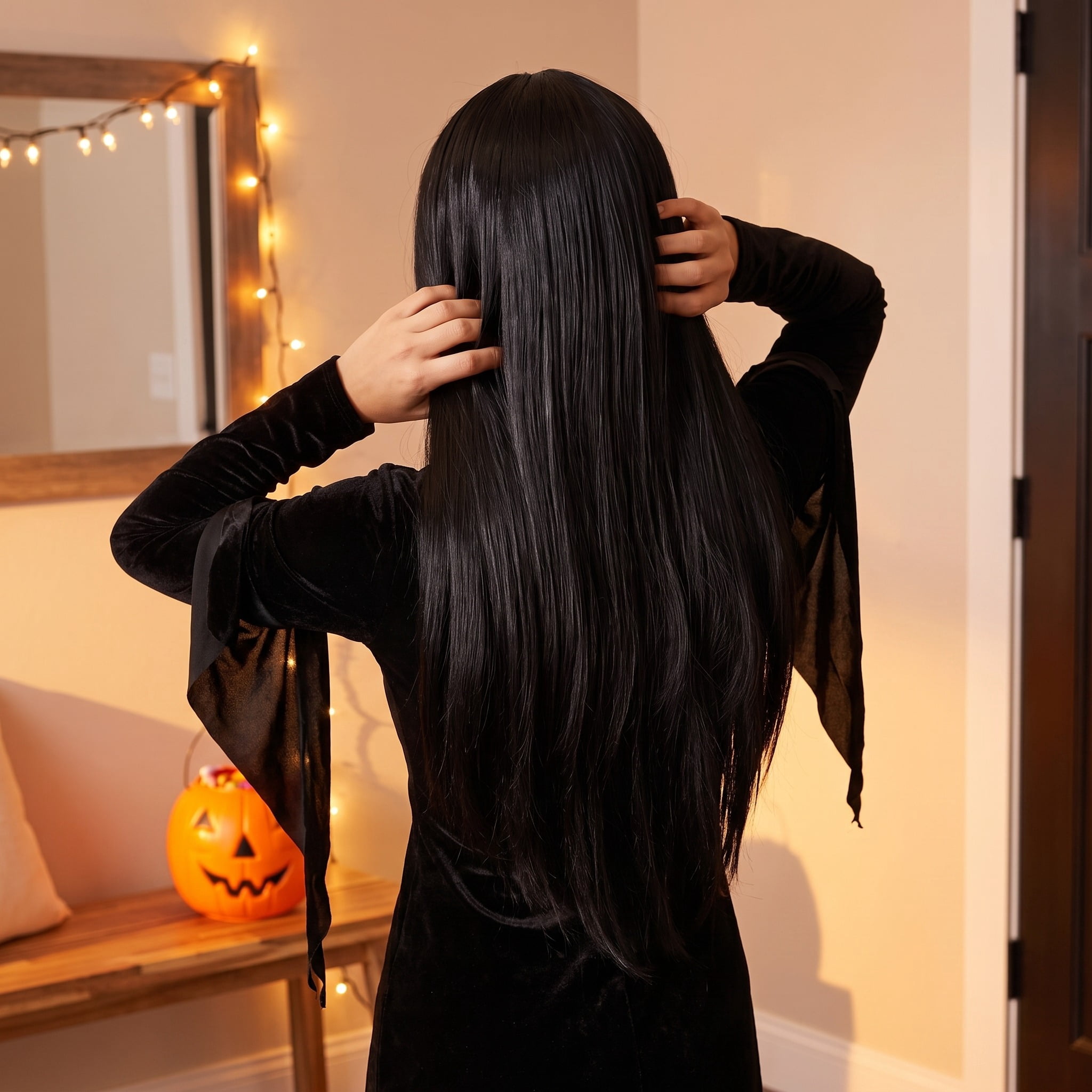 Witch Wig Costume Accessory for Adults, Black, 24", Halloween by Way To Celebrate