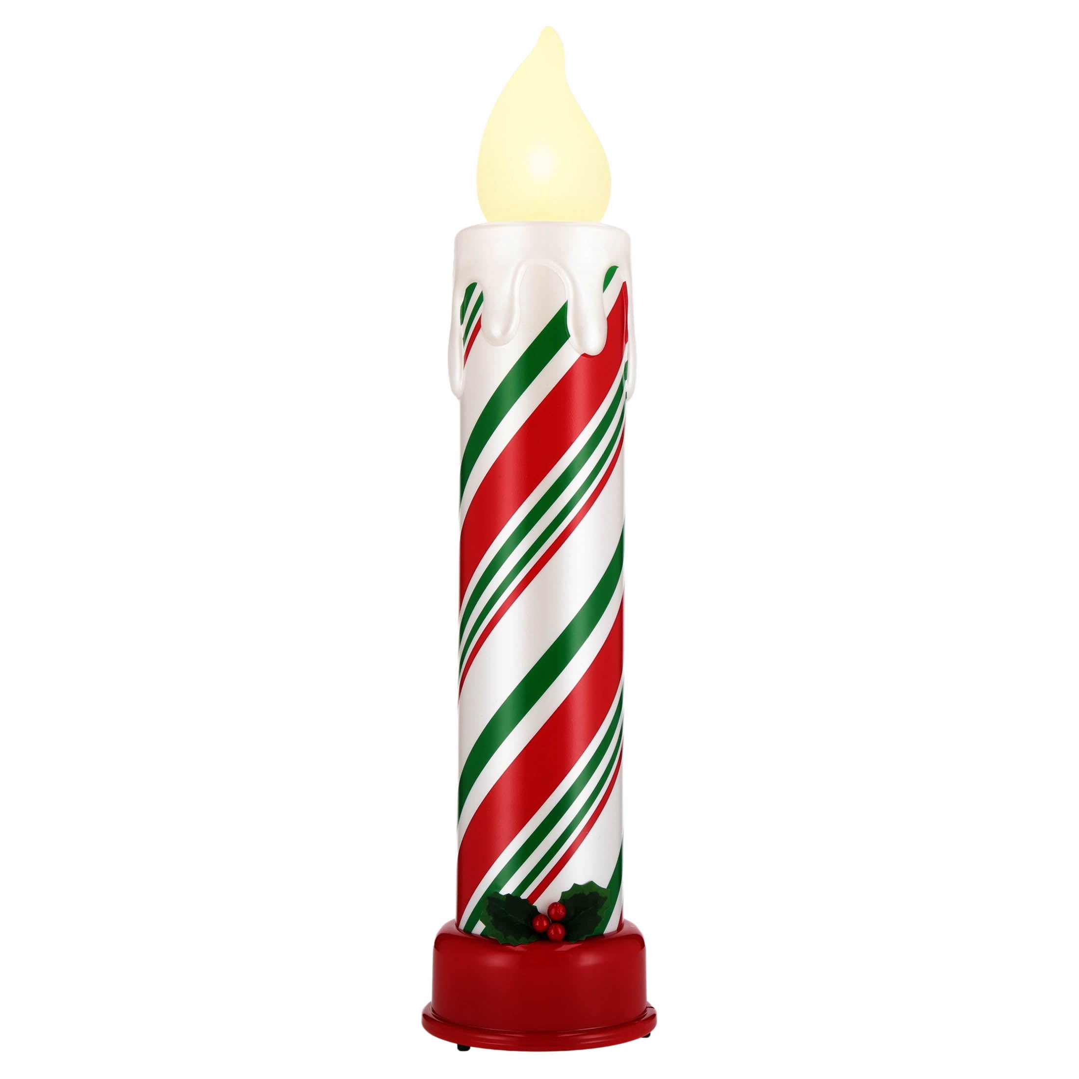 Mr. Christmas 24" Blow Mold Red, White and Green Striped Candle