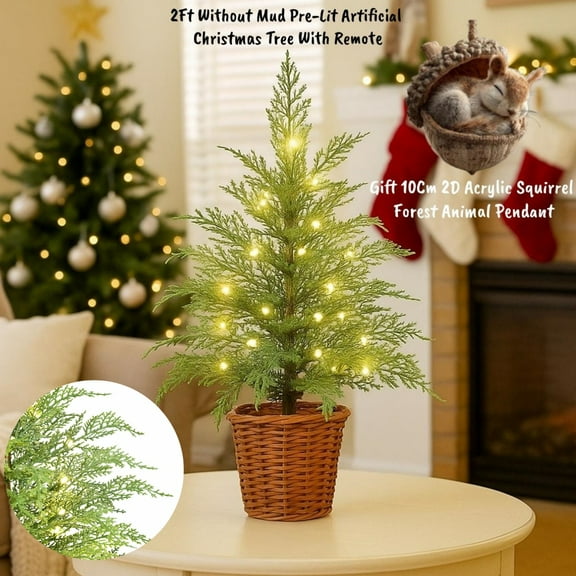 24In Pre-Lit Green Artificial Christmas Tree – Flame Retardant Led Tree For Indoor Holiday Decoration And Seasonal Festivity