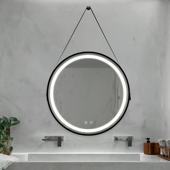 24Inch Bathroom Led Classy Vanity Mirror with Focused Backplane,Black Aluminum Alloy Frame,High Lumen,Dimmable Touch,Wall Switch Control,Anti-Fog,Cri 95 Adjustable 3000K-4500K-6000K,Ip54