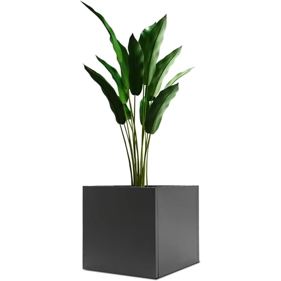 24Inch Cube Planter Box, Large Square Indoor Outdoor Planters, Heavy Duty Metal Planter Cube Portable Steel Flower Pot for Modern Commercial Residential, Patio, Deck