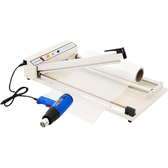 24Inch Heat Sealer Machine 530W Shrink Wrap Machine Temp Adjustable Heat Bag Sealing Machine with 1500W HeatGun for Kinds of Plastic Packing Bags