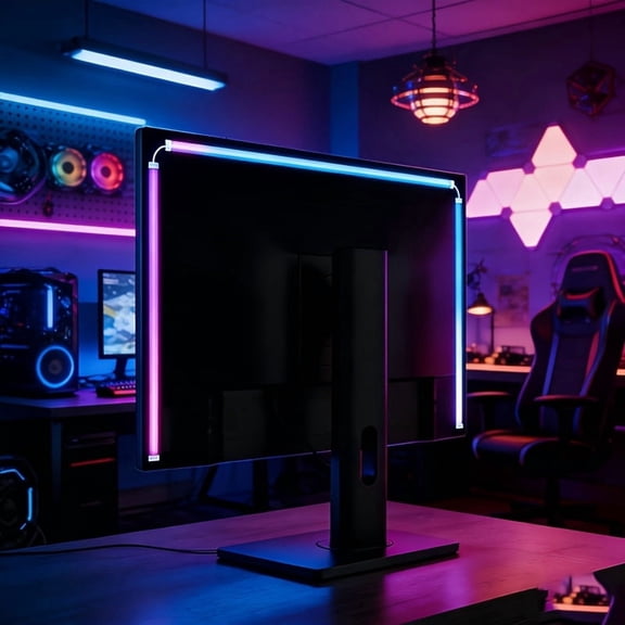 24Inch RGB PC Ambient Light Strip, LED Screen Light Strip, USB Ambient Light Strip, Gaming Room Decoration, Desktop Monitor Background LED Light Bar, USB Colorful Light Strip, 4 Lighting Modes