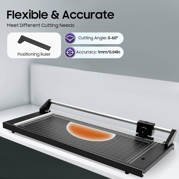24Inch Rotary Paper Cutter, Professional Paper Trimmer with Automatic Self-Sharpening Blade, Precision Sliding Paper Cutting Machine for Photo, Film, Plastic Sheets, PVC$$Office