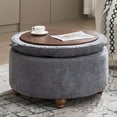 thumbnail image 1 of 24Inch Round Storage Ottoman with Tray, Modern Tufted Circle Coffee Table with Storage, Upholstered Ottoman with Removable Top for Living Room, Bedroom, Chenille Blue, 1 of 1