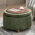 thumbnail image 1 of 24Inch Round Storage Ottoman with Tray, Modern Tufted Circle Coffee Table with Storage, Upholstered Ottoman with Removable Top for Living Room, Bedroom, Chenille Green, 1 of 1