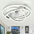 thumbnail image 1 of 24Inch Silver Indoor Reversible Ceiling Fan with Dimmable LED Light, 6-Speed DIY Shade with Remote and APP Control, 1 of 13