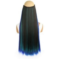 24Inch Synthetic One Piece Clip in Hair Extension Long Straight Ombre Brown Red Pink Hairpiece for Women