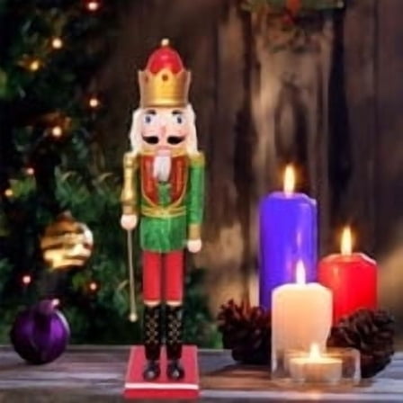 24Inch Wooden Soldier Nutcracker Christmas Decor -Suitable for celebrating Christmas, winter indoor decoration, applicable for use on dining table, desktop and beside the fireplace