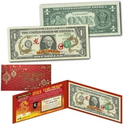 24K 2024 Chinese Lunar New Year Of The Dragon Collectible Uncirculated One $1 Dollar Bill Special Edition With Both Collectible Red Hard Foilo Display & Red Envelope - Limted & Numbered Of 888