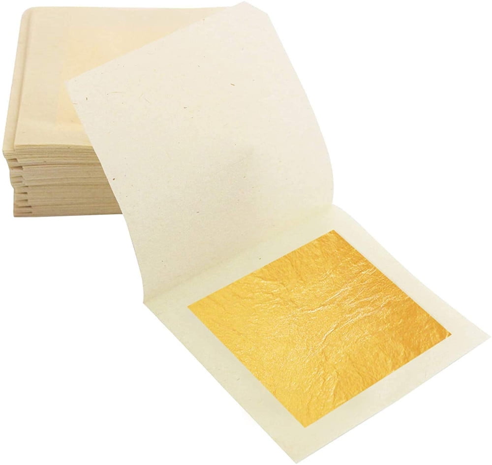 24K Edible Gold Leaf Sheets, 10 Sheets 3.1 inchby 3.1 inch Food Grade Gold Foil for Cake Baking, Makeup, Cooking, Cakes & Chocolates, Decoration