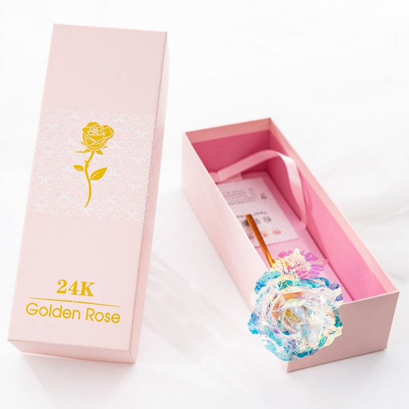 24K Foil Gold Rose Valentine's Day Creative Gift Lasts Forever Love Wedding Decor Lover Lighting Rose With Pink Packaging