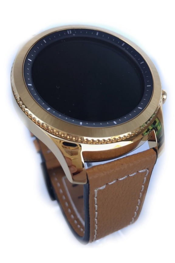 24K GOLD Plated Gear S3 Classic Brown Leather Band